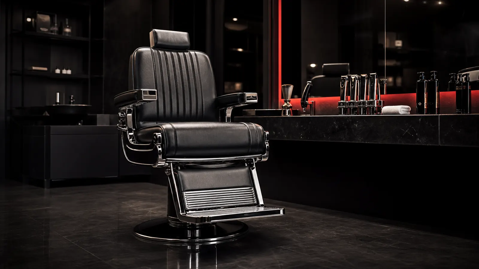 The Chop Shop premium barber chair and grooming station