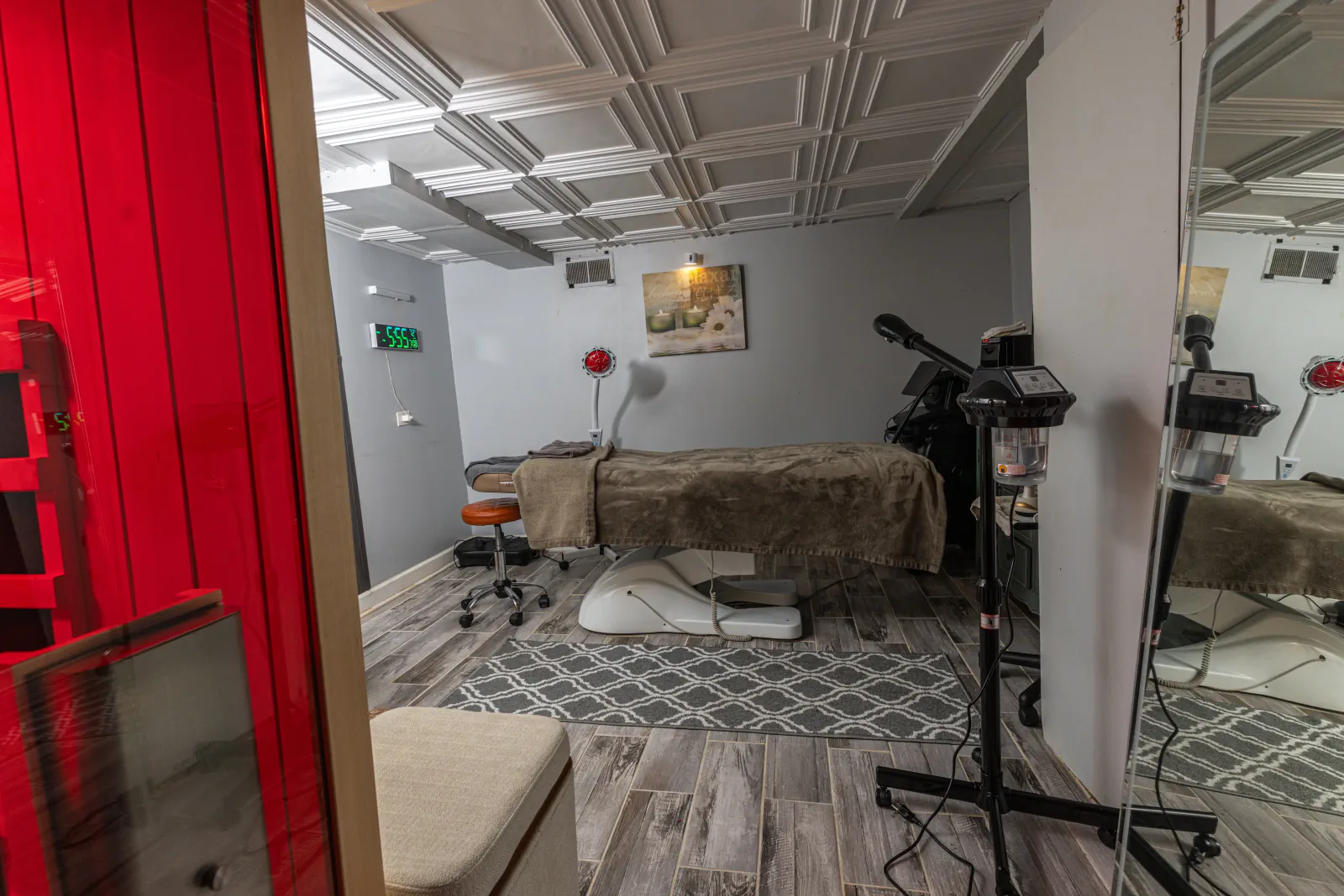 Heaven recovery room viewed beside the infrared sauna